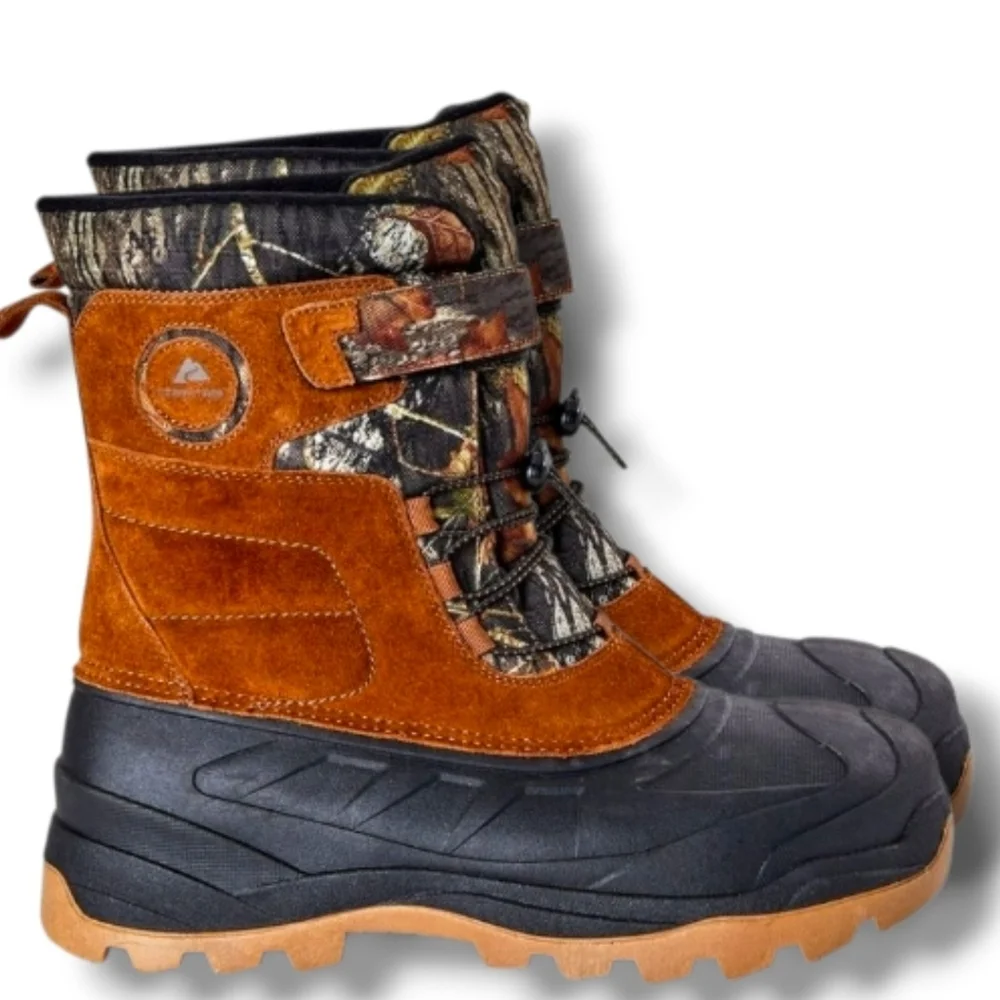 NWT Ozark Trail Mossy Oak Men's Pac Snow Boots w/ 3M Thinsulate & Suede Size 10
